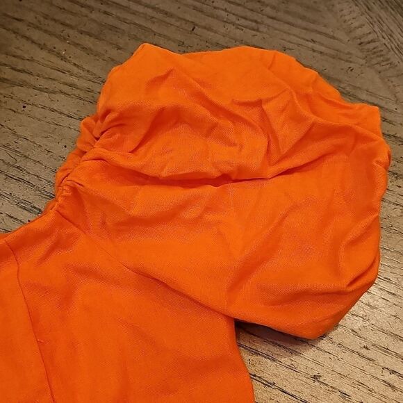 Bar III Vibrant Orange Off Shoulder Dress with Puff Sleeves Size XS NWT - Picture 4 of 11